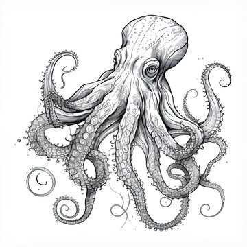 Realistic Octopus Drawing - Etsy