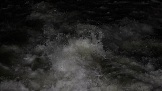 Water Flow from a ship in The Night (Slowmotion)