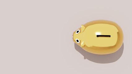 3d golden piggy bank. 3d render illustration of a golden piggy bank. The concept of a golden piggy bank for designing web pages, online services. Concepts on the theme of finance and savings.