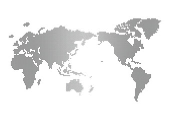 黒い世界地図 - 角が丸い四角で作ったドットのワールドマップ - グローバルのイメージ素材
