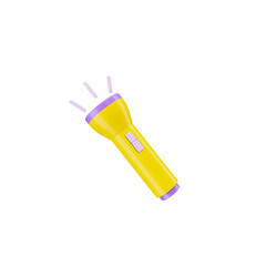 Flashlight 3d icon and symbol in white background. Modern and minimalistic design. 3D Rendered Colorful Illustration.