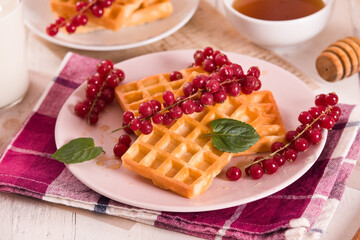 Waffles red currant and mint.