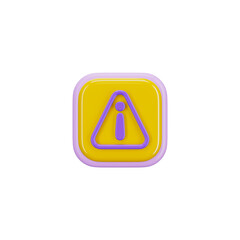 warning and wrong 3d icon and symbol in white background. Modern and minimalistic design. 3D Rendered Illustration.