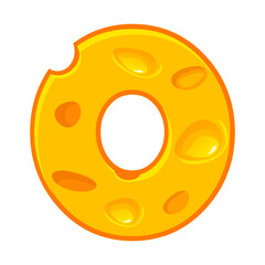 Obraz premium Cheese number 0. Zero font kids number. Figure 0