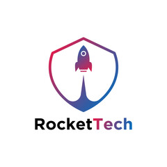 modern rocket logo vector. logo template vector with simple and colorful concept, rocket technology illustration, symbol icon of software technology digital template