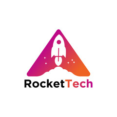 modern rocket logo vector. logo template vector with simple and colorful concept, rocket technology illustration, symbol icon of software technology digital template