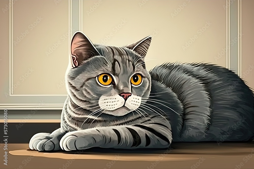 Poster copy space with an image of a gray-striped cat, evoking the idea of pets generative ai