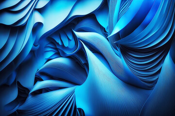 Abstract 3D background. 3d render, fashion wallpaper with wavy layers and ruffles. Generative AI.