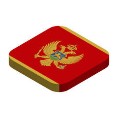 Montenegro flag - 3D isometric square flag with rounded corners.
