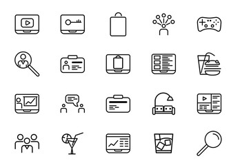 Simple Set of Business Presentation Related Vector Line Icons. Contains such Icons as Presenter, Teacher, Audience and more. Editable Stroke. 