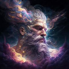 Wise old man in a mystical scene - 573017678