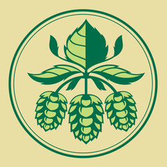 Hops plant and hop leaves isolated on brown background