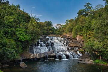 Tad Xai Waterfall Laos. Beautiful Waterfall in the nature of Laos. High quality photo