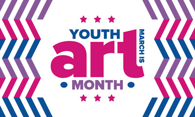 Fototapeta premium Youth Art Month. Celebrated in March in United States. Month promotion of art and art education. Many american schools take part of this event. Creative colorful concept. Poster or background