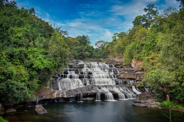 Tad Xai Waterfall Laos. Beautiful Waterfall in the nature of Laos. High quality photo