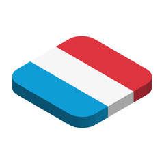 Luxembourg flag - 3D isometric square flag with rounded corners.