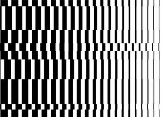 Striped vector background of black broken lines with offset. For wall decor, interior, wallpaper, furniture, web design, printing, packaging, advertising. Trendy striped vector background.