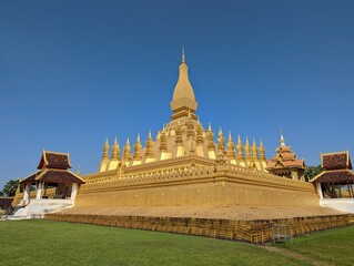 Fototapeta na wymiar Phra That Luang, stupa in Vientiane, Laos, The Golden Pagoda in. High quality photo