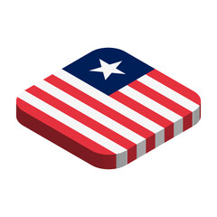 Liberia flag - 3D isometric square flag with rounded corners.