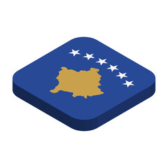 Kosovo flag - 3D isometric square flag with rounded corners.