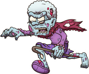 Zombie Grandma. Vector clip art illustration with simple gradients. All in one single layer.