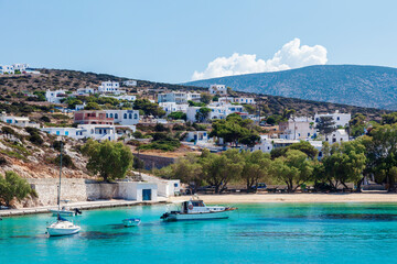 Iraklia island, Greece. View of the port of Iraklia, one of the Lesser Cyclades islands, close to...