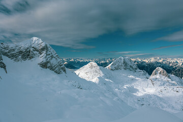 Fototapeta na wymiar Ski mountaineering in the Julian Alps, Friuli-Venezia Giulia, Italy