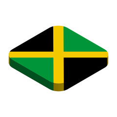 Jamaica flag - 3D isometric square flag with rounded corners.