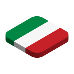 Italy flag - 3D isometric square flag with rounded corners.