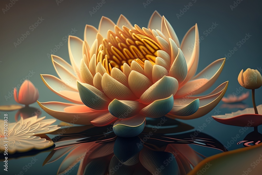 Poster conceptual macro photography of a lotus flower generative ai