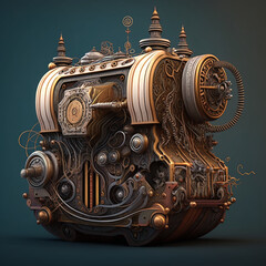 Plakat A steampunk inspired mechanical machine with intricate gears and cogs. Created using ai generative. 