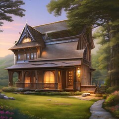 Fototapeta premium a house with a lofted second floor that overlooks the living area 3_SwinIRGenerative AI
