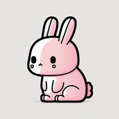 Fototapeta premium cute rabbit line art, pink rabbit, pink bunny. Generative ai.