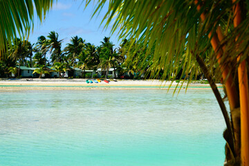 Tropical island lagoon beach