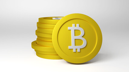 Bitcoin criptocoin render 3d isolated white background