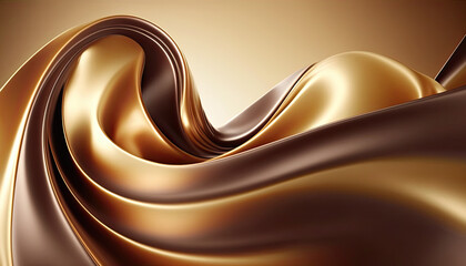 Luxurious Milk Chocolate and Caramel Swirl - Abstract Background. Generative Art.