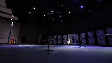 Low Angle View of Empty Stage at Modern Church