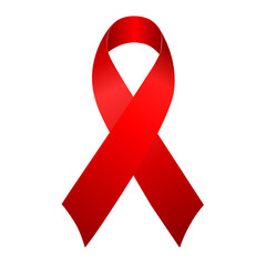 Red ribbon. commemorating world hiv aids day. Cancer day - obrazy, fototapety, plakaty