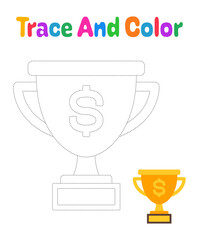 Prize Money tracing worksheet for kids