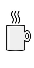 illustrazione con simbolo di tazza e bevanda calda su sfondo trasparente