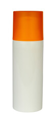 White cosmetic container with an orange cover