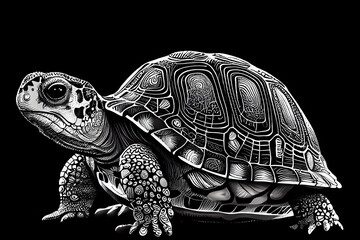 Fototapeta premium Black and white tortoise, Generative AI