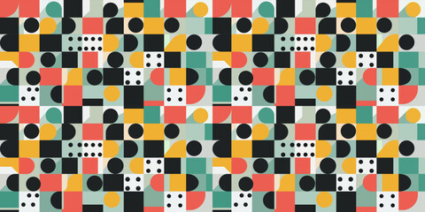 Abstract avant-garde tile patter. Geometric and flat pattern, seamless vector. Prints of rectangles, squares shape design.