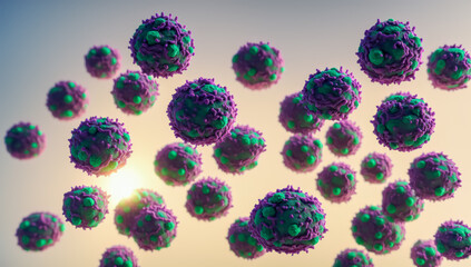 close up of bacteria or virus. bacteria closeup for medical purpose or educational background, closeup of virus in general or mutation, macro image of dna and virus. generative ai