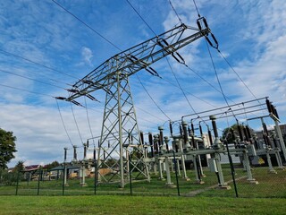 Industrial Electric Voltage Structure. Power Station
