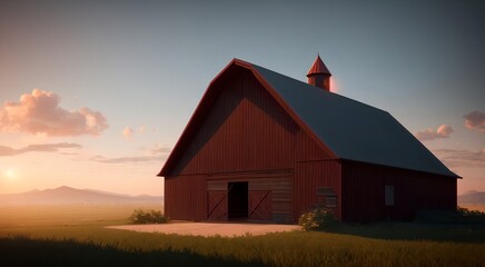 Old wooden red barn [AI Generated]