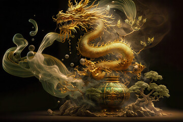 golden asian dragon