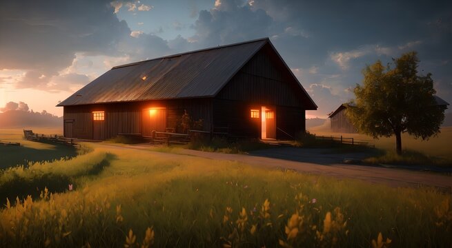 Old wooden red barn [AI Generated]