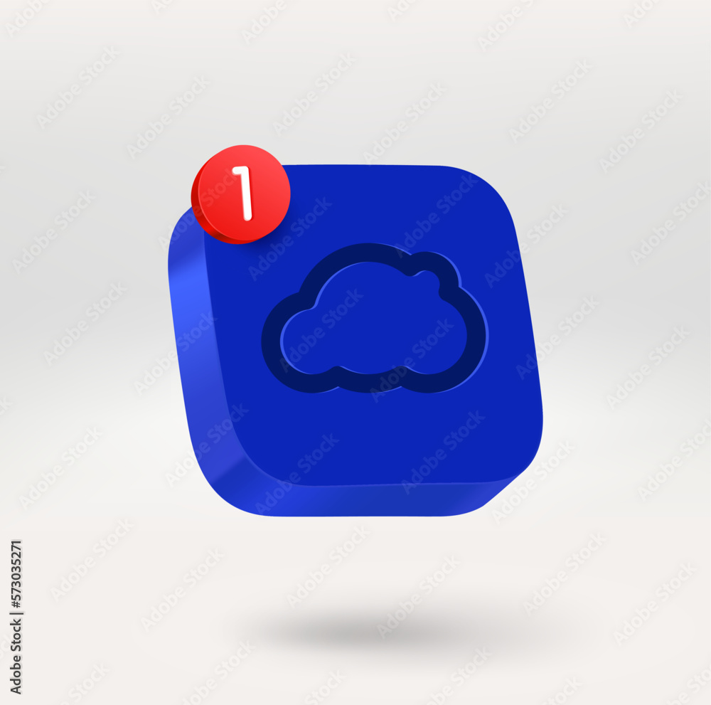 Poster Cloud icon with informer. Mobile application icon. 3d vector icon isolated on white background