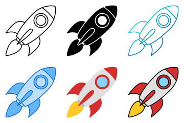 Rocket in flat style isolated